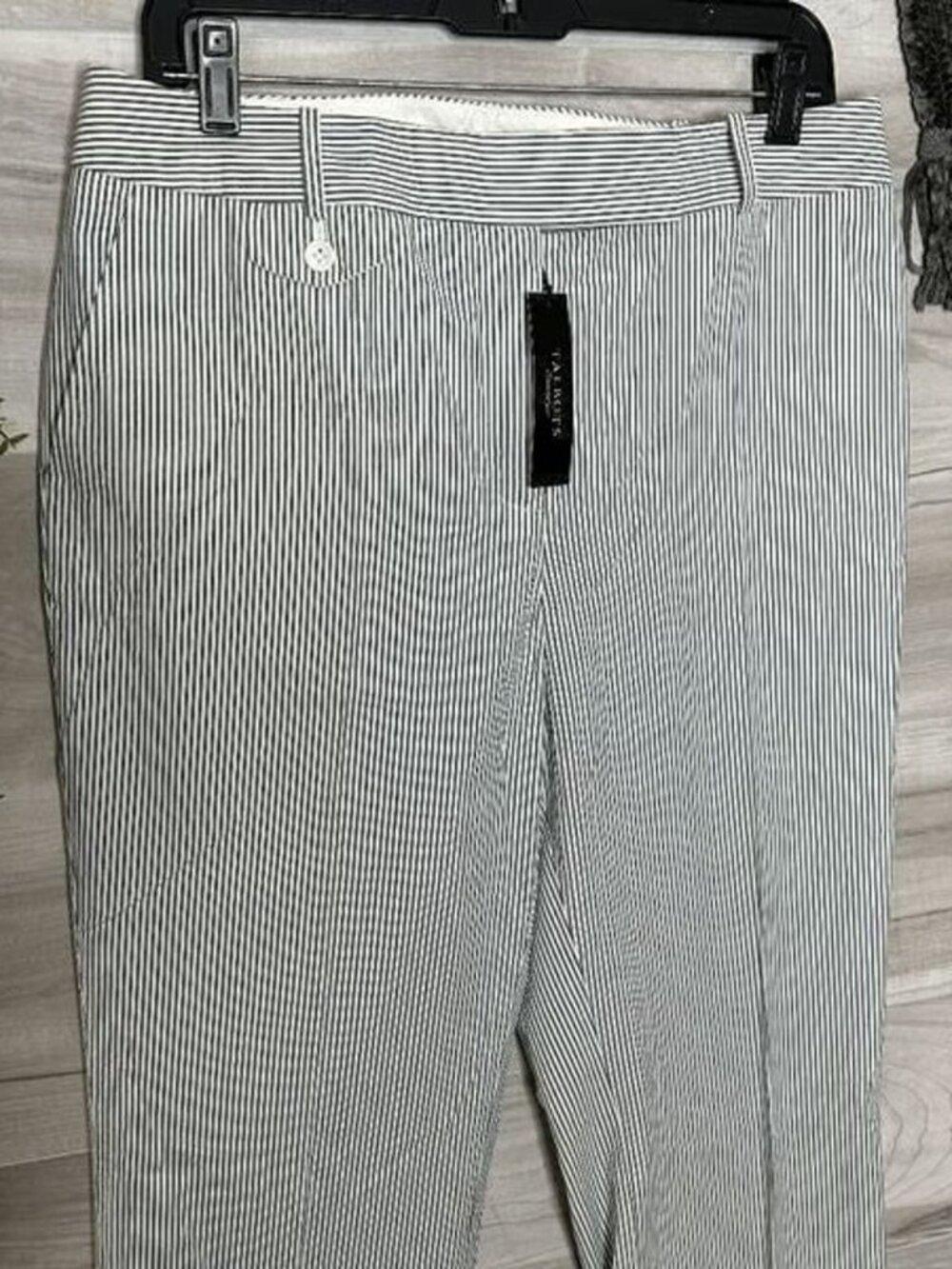 Talbots Womens White Gray Pinstripe Heritage Straight Leg Casual Pants Size 10 - Picture 5 of 7
